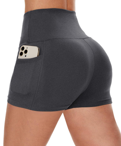 CAMPSNAIL Biker Shorts Women with Pockets - 3"/5"/8" High Waisted Workout Spandex Tummy Control Gym Running Yoga Shorts