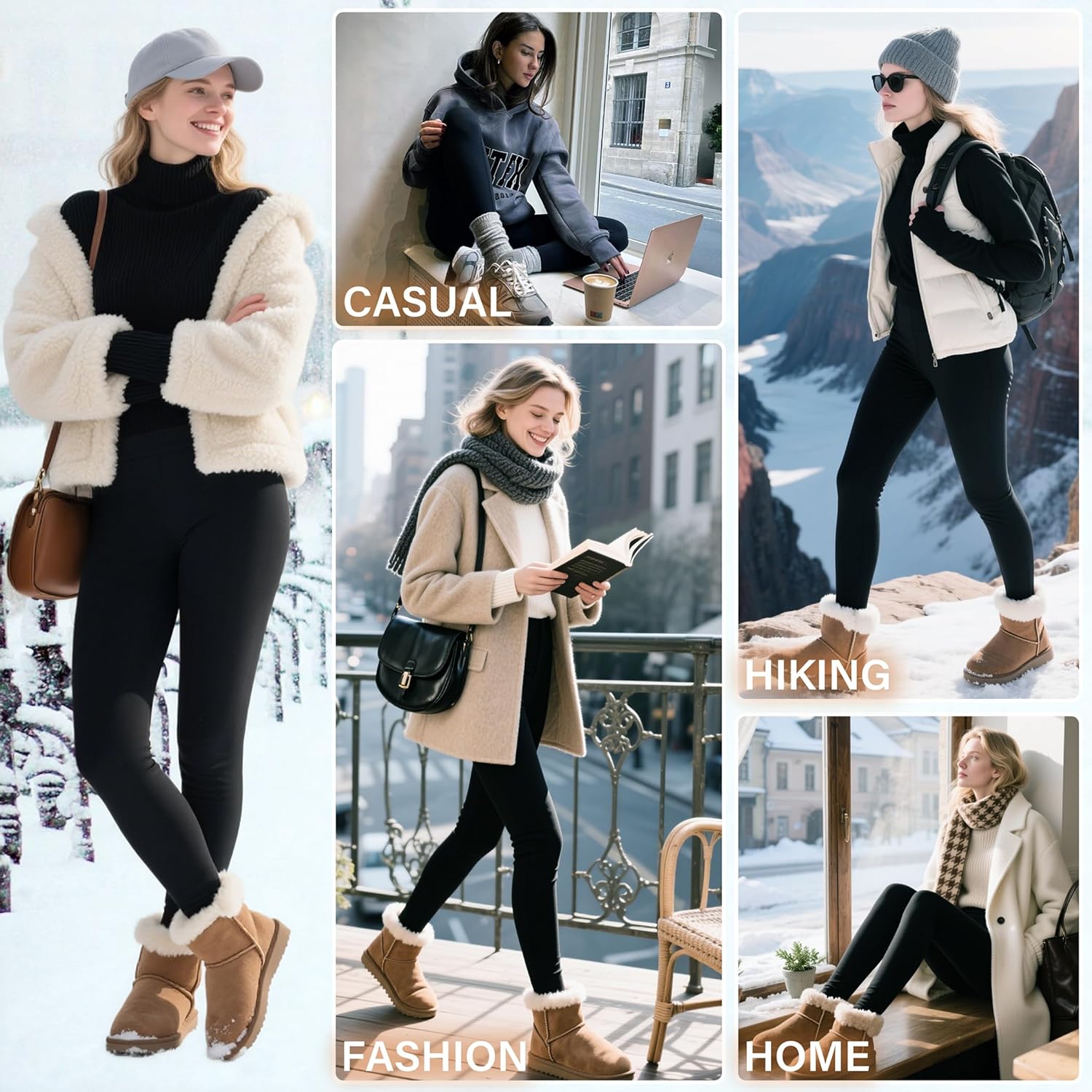 Blisset Women's Fleece Lined Leggings Thermal Warm Winter Tights High Waisted Soft Yoga Pants with Pockets