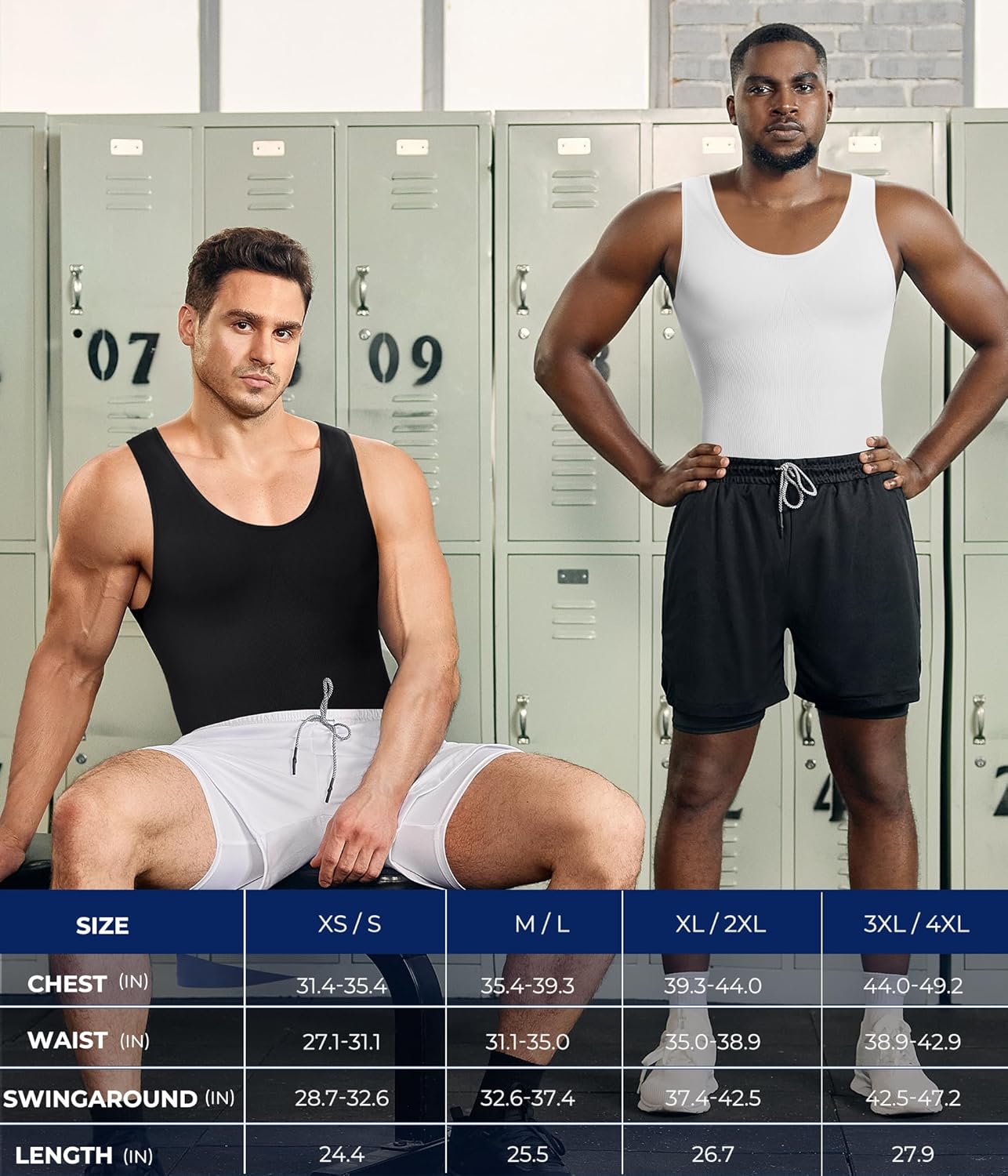 TAILONG Compression Shirts for Men Shapewear Slimming Body Shaper Waist Trainer Vest Workout Tank Tops Abdomen Undershirts