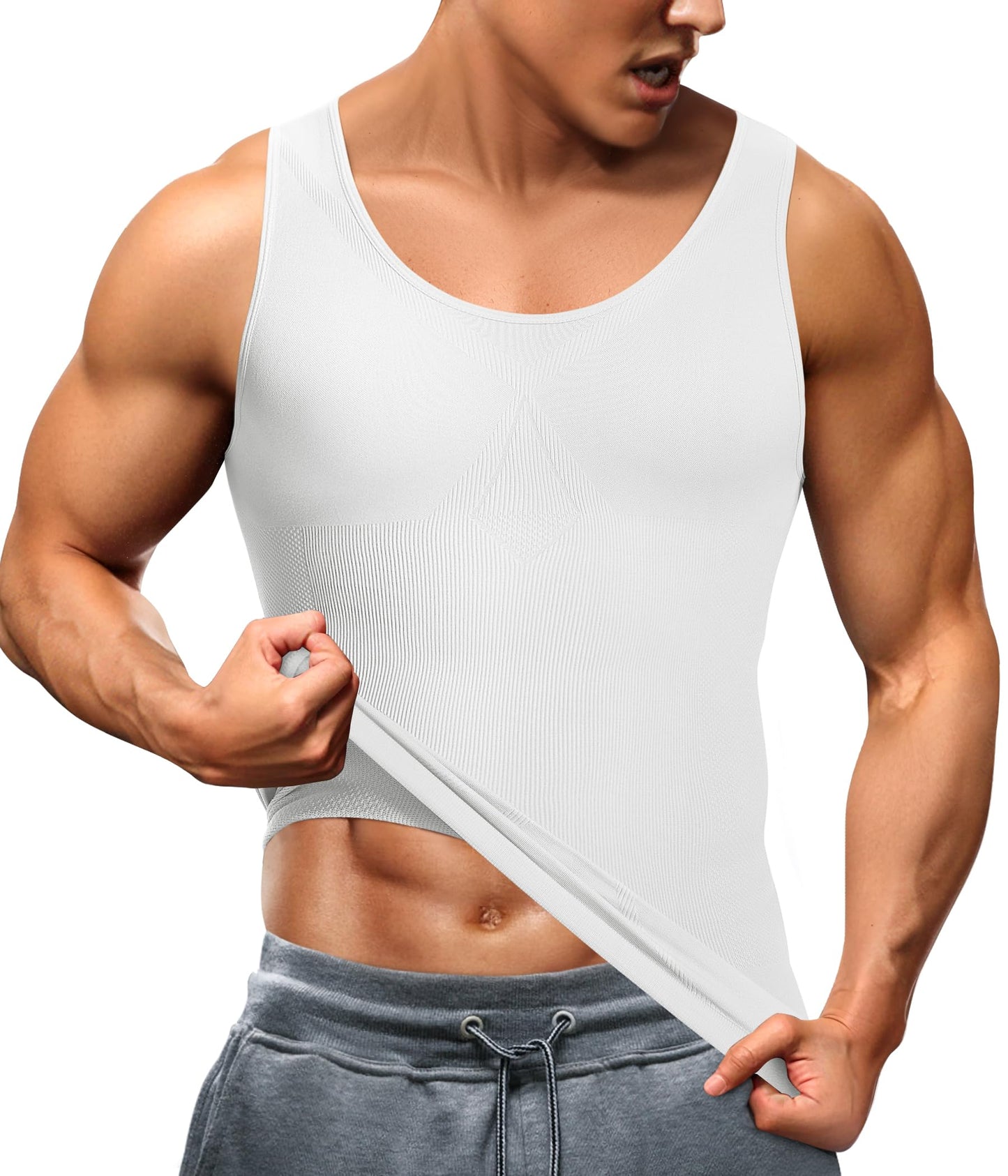 TAILONG Compression Shirts for Men Shapewear Slimming Body Shaper Waist Trainer Vest Workout Tank Tops Abdomen Undershirts