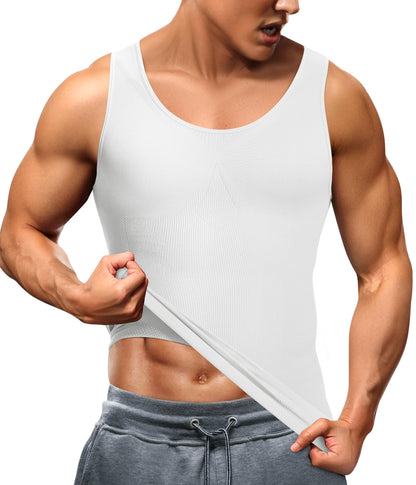 TAILONG Compression Shirts for Men Shapewear Slimming Body Shaper Waist Trainer Vest Workout Tank Tops Abdomen Undershirts