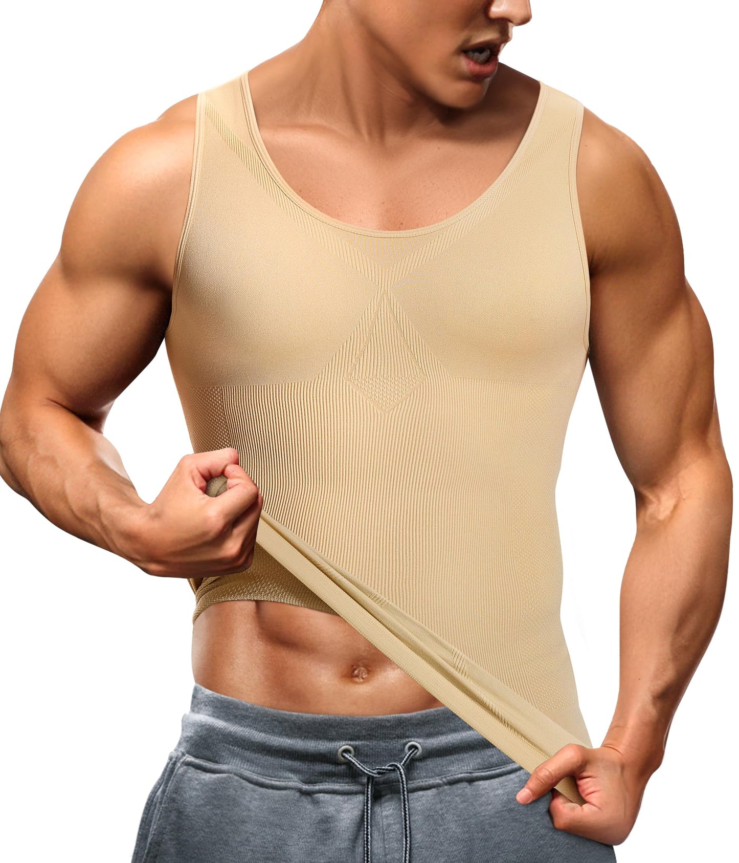 TAILONG Compression Shirts for Men Shapewear Slimming Body Shaper Waist Trainer Vest Workout Tank Tops Abdomen Undershirts