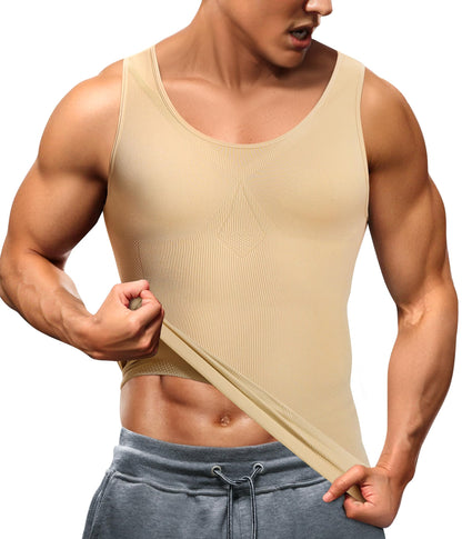 TAILONG Compression Shirts for Men Shapewear Slimming Body Shaper Waist Trainer Vest Workout Tank Tops Abdomen Undershirts