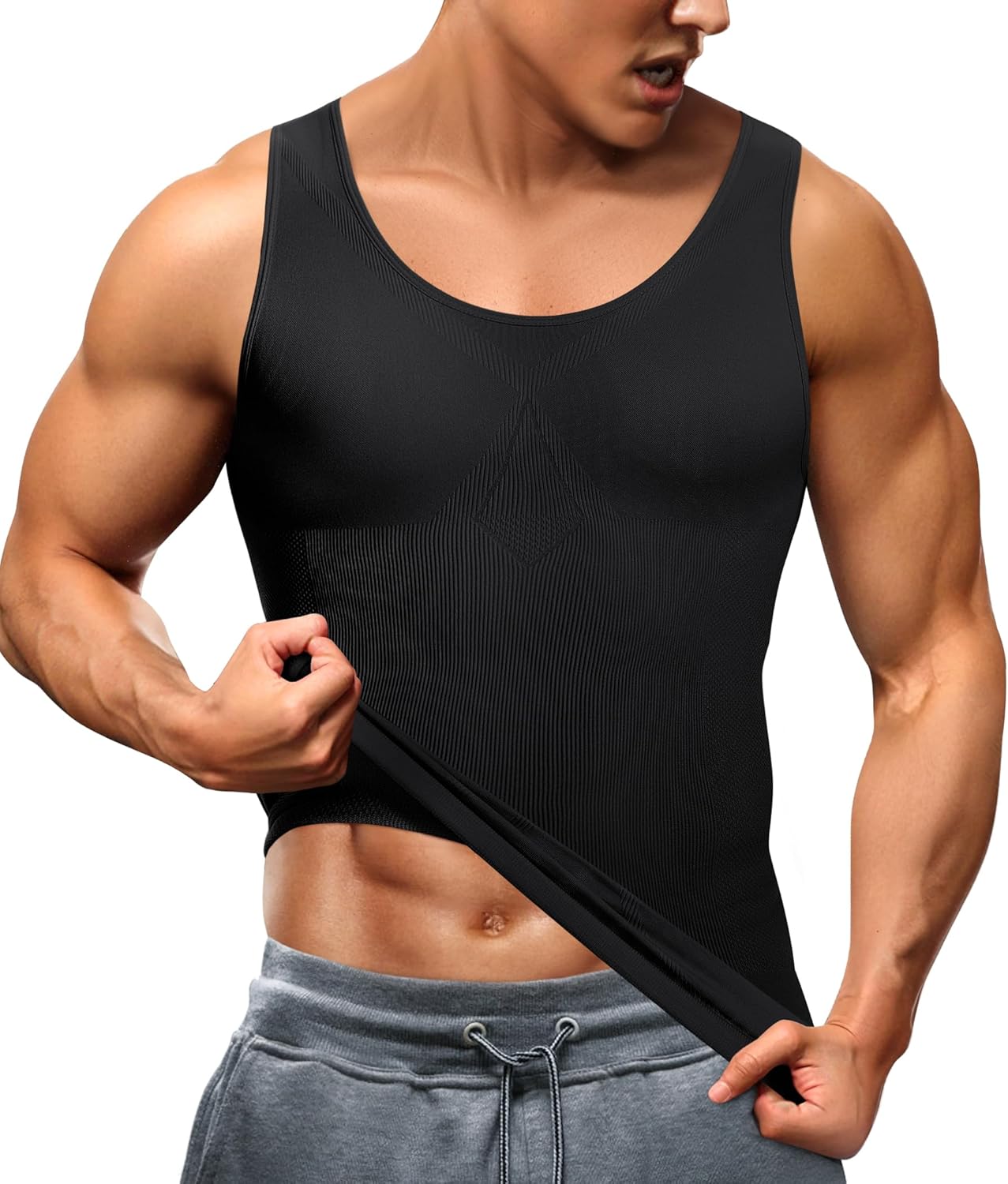 TAILONG Compression Shirts for Men Shapewear Slimming Body Shaper Waist Trainer Vest Workout Tank Tops Abdomen Undershirts