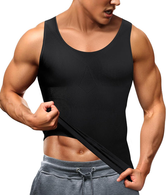 TAILONG Compression Shirts for Men Shapewear Slimming Body Shaper Waist Trainer Vest Workout Tank Tops Abdomen Undershirts