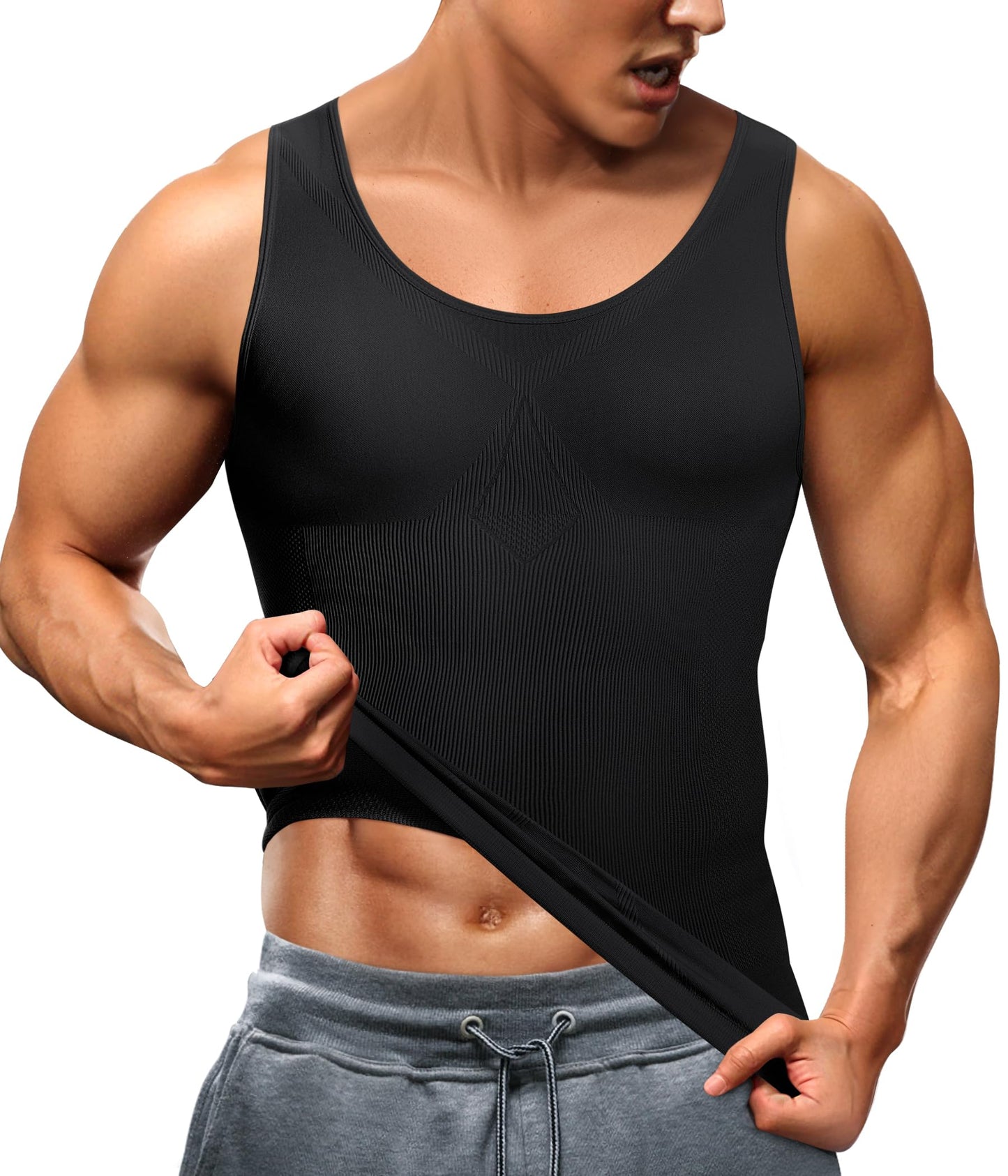 TAILONG Compression Shirts for Men Shapewear Slimming Body Shaper Waist Trainer Vest Workout Tank Tops Abdomen Undershirts