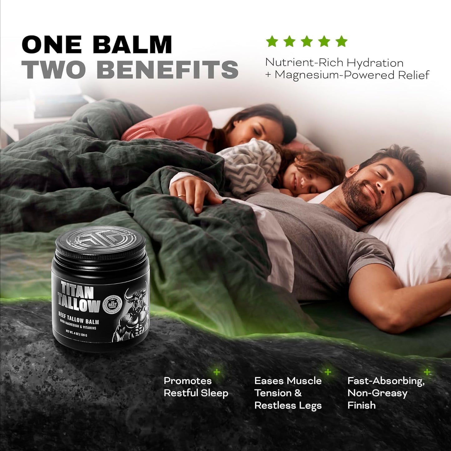 Beef Tallow for Skin, Face & Body Balm with Magnesium for Sleep, Leg Cramps & Pain, Muscle Relaxation, Moisturizing Topical Cream - Organic Grass-Fed & Grass-Finished Tallow, Manuka Honey Lotion