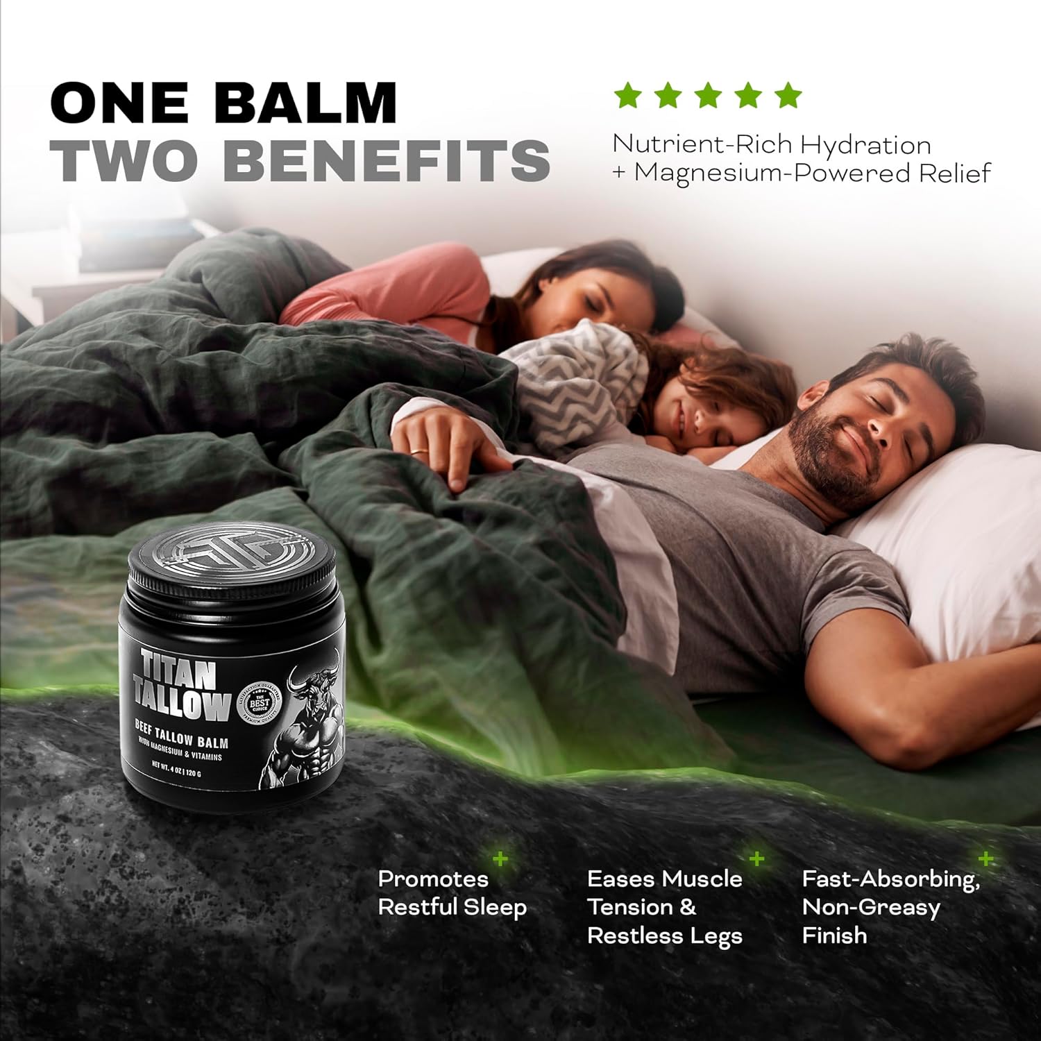 Beef Tallow for Skin, Face & Body Balm with Magnesium for Sleep, Leg Cramps & Pain, Muscle Relaxation, Moisturizing Topical Cream - Organic Grass-Fed & Grass-Finished Tallow, Manuka Honey Lotion