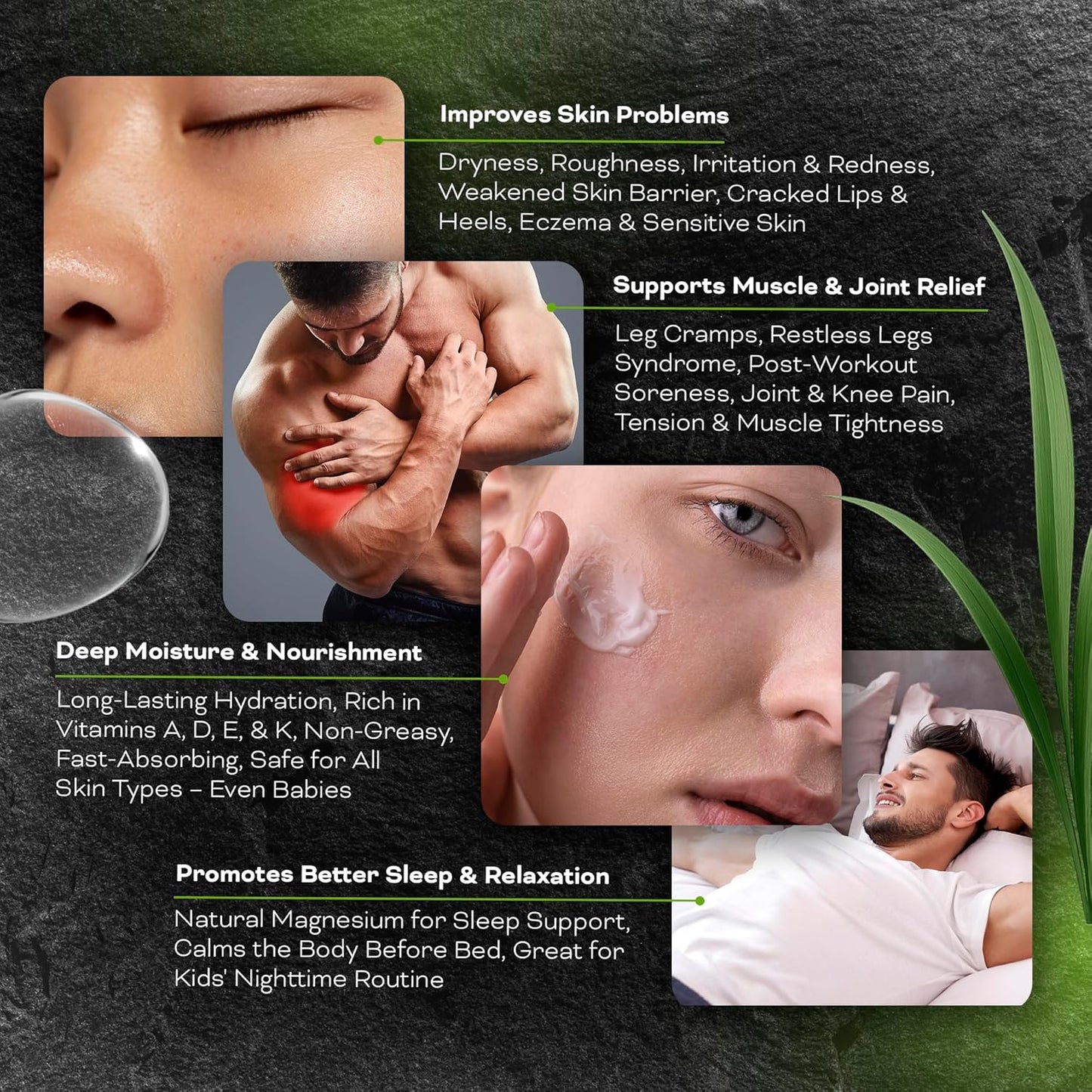 Beef Tallow for Skin, Face & Body Balm with Magnesium for Sleep, Leg Cramps & Pain, Muscle Relaxation, Moisturizing Topical Cream - Organic Grass-Fed & Grass-Finished Tallow, Manuka Honey Lotion