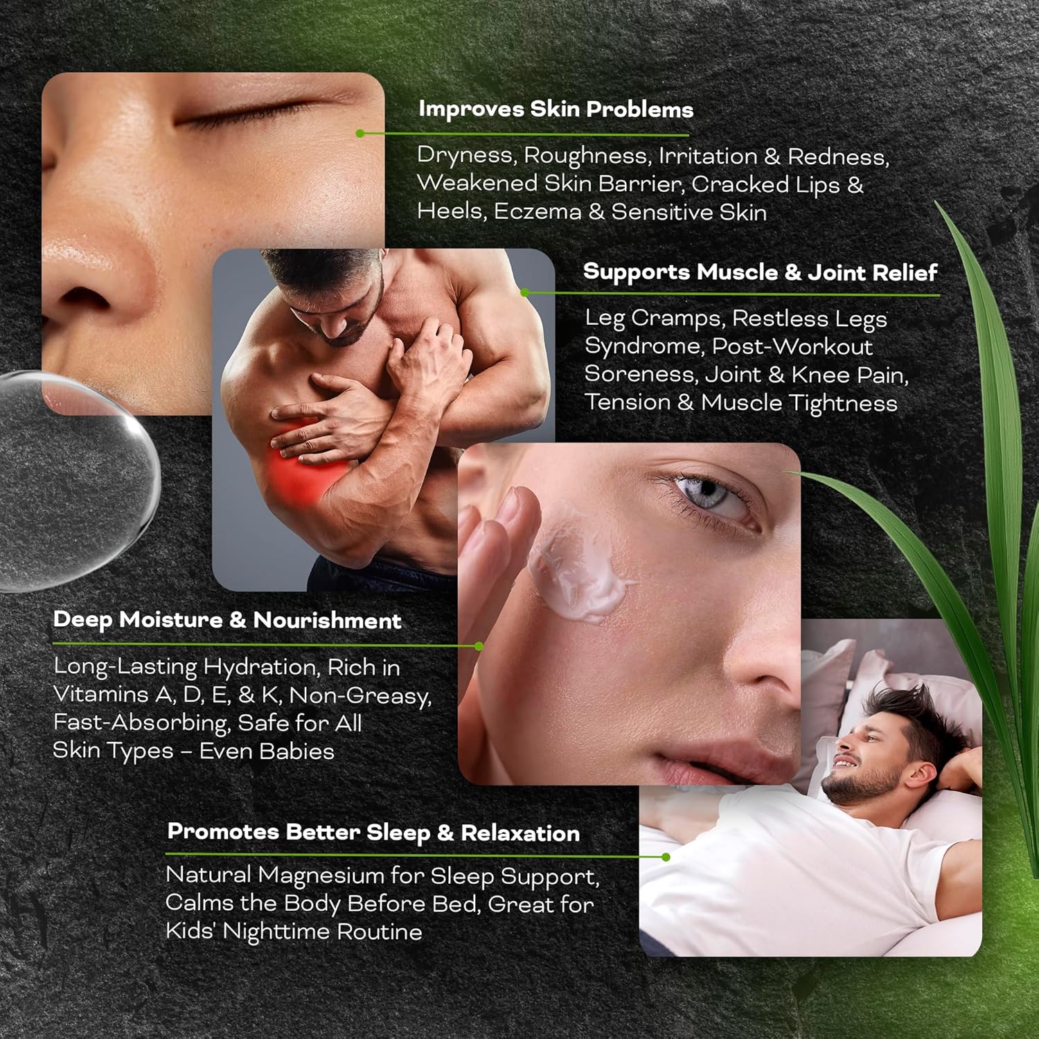 Beef Tallow for Skin, Face & Body Balm with Magnesium for Sleep, Leg Cramps & Pain, Muscle Relaxation, Moisturizing Topical Cream - Organic Grass-Fed & Grass-Finished Tallow, Manuka Honey Lotion